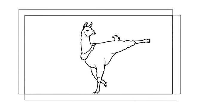 Funny Llama Dancing Ballet Pose, Cartoon Style