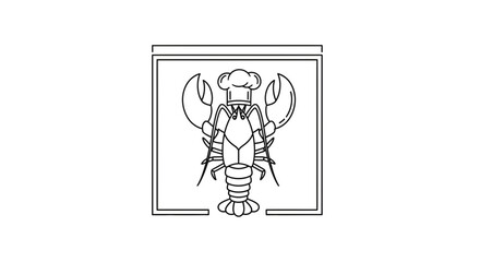Fototapeta premium Chef Lobster Icon, Seafood Restaurant Emblem, Culinary Art