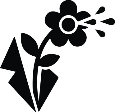 Squirting Flower Prank Icon - Classic Clown Joke Water Spraying Lapel Flower Vector