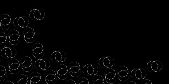 Modern Minimalist Dark Backdrop Featuring OverlappiGeometric Line Art Background with Transparent Heptagonal Elements on Blackng Heptagon Shapes