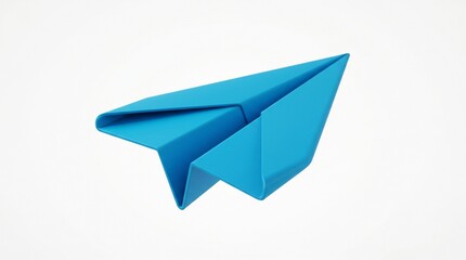 3D icon of a simple paper airplane floating in the air, captured in detail. isolated on solid white background