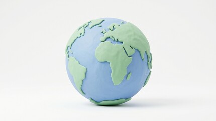 Fototapeta premium 3D icon of a handmade clay globe of the Earth. isolated on solid white background