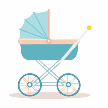 Blue Baby Stroller Illustration