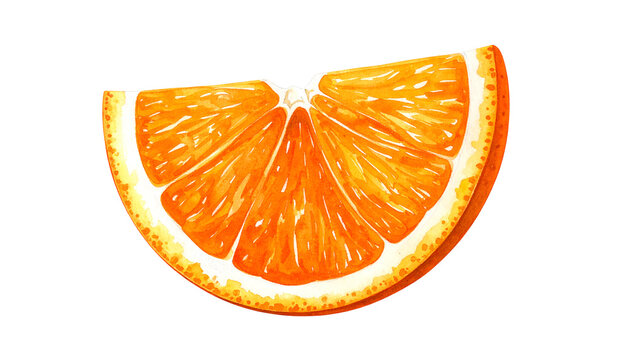 Bright Orange Slice Citrus Fruit Isolated On White Background Realistic Photo