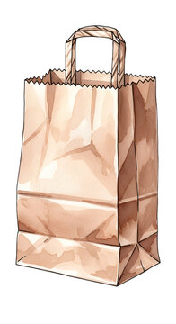 Brown Paper Grocery Bag Illustration Shopping Container Isolated Transparent