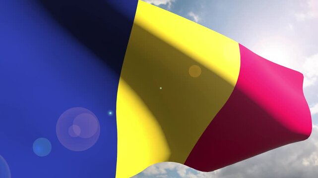 Chad Flag Fluttering Gracefully Against the Open Sky