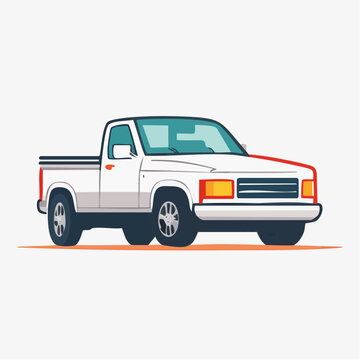 White Pickup Truck Illustration