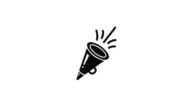 Megaphone icon with sound waves represents public announcement and effective communication for marketing.
