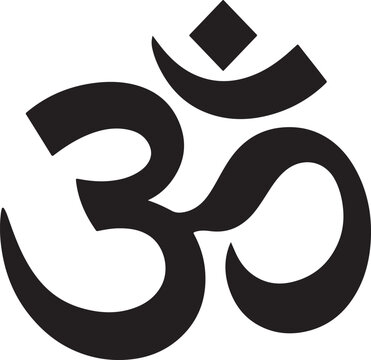 Black and white hindu om symbol with bindu