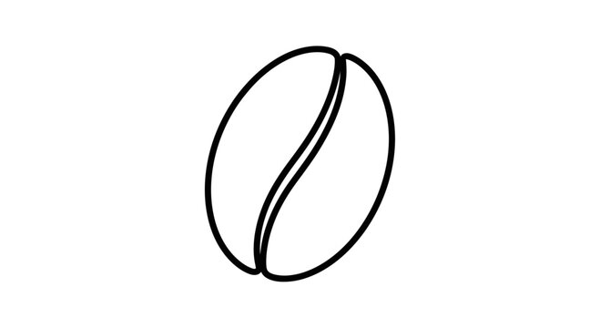 Simple Line Art Coffee Bean Icon, Minimalist Design