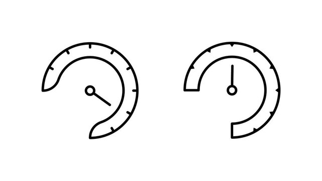 Animated Simple Speedometer Icon with Two Variations on White and Green Background
