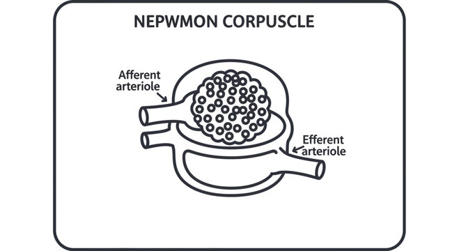Nephron Corpuscle Diagram: Afferent and Efferent Arterioles, Glomerulus