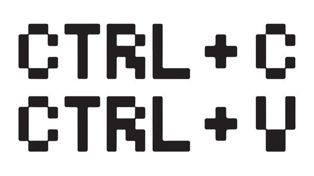 Pixelated ctrl c and ctrl v shortcut icons representing copy paste on transparent background.