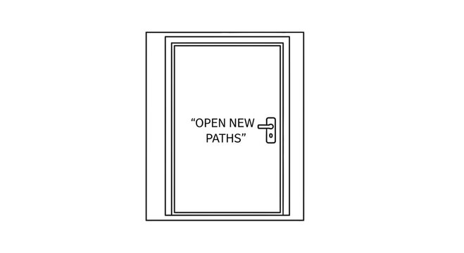 Open New Paths Door Concept - Opportunity, Future, Choice, New Beginnings