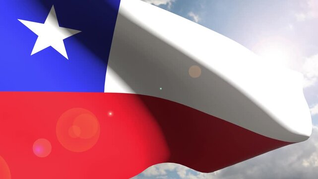 Chile Flag Fluttering Gracefully Against the Open Sky
