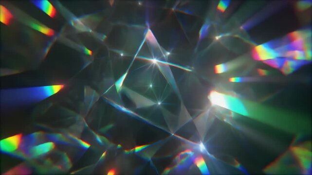幻想的なプリズム光が広がるオーロラカラーの抽象アニメーション背景