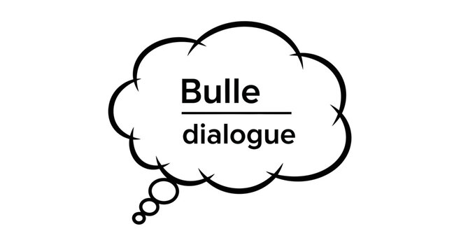Hand Drawn Cloud Thought Bubble Vector Illustration with Bulle Dialogue Text for Comics and Design