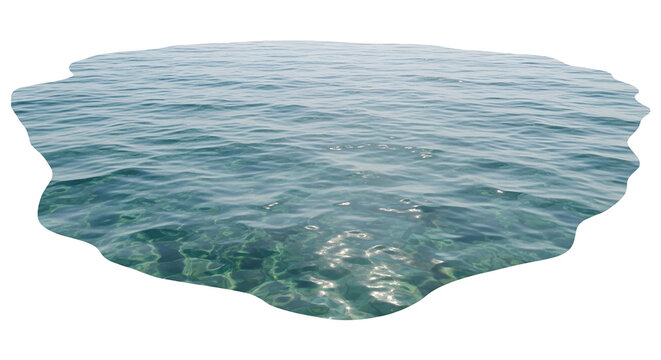 Clear Blue Ocean Water Surface with Sunlight Reflection Isolated