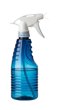 Clear Blue Spray Bottle Isolated Transparent Background With White Trigger