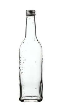 Clear Glass Bottle Isolated on White Background Beverage Container