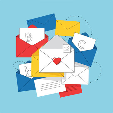 A colorful illustration of assorted envelopes