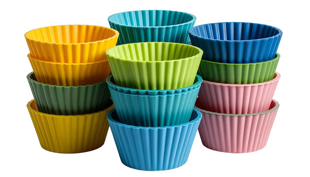 Colorful Silicone Muffin Cups Assorted Bright Colors Grouped Together