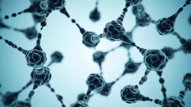 abstract molecular network structure, microscopic view of interconnected neurons or particles, scientific and medical background