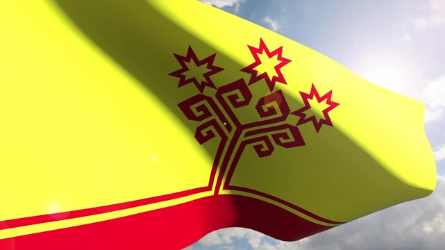 Chuvashia Flag Fluttering Gracefully Against the Open Sky