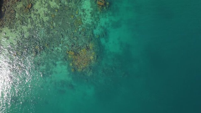 Aerial view of the coast of the tropical island of Ilha Grande near the town of Angra dos Reis in Brazil