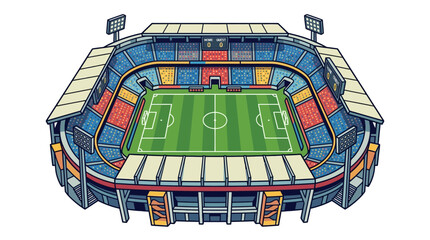 Pixel Art Soccer Stadium with Green Field and Spectator Stands © Prasetyo