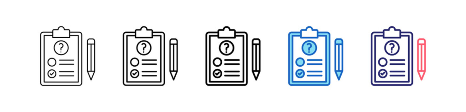 Questionnaire Icon In 5 Different Styles Set Collection.   