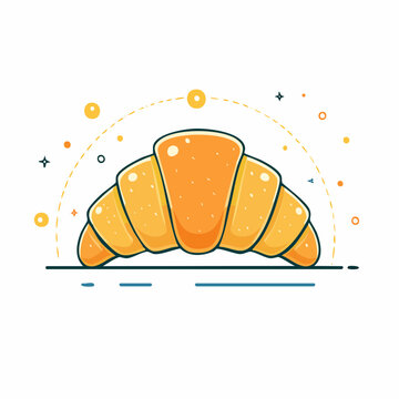 Stylized Croissant Illustration with Decorative Elements