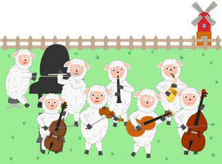 Obraz premium 令和九年の年賀状のイラスト素材。