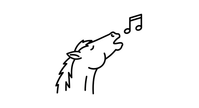 Funny Horse Singing with Musical Notes Illustration