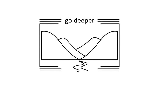 Go Deeper: Abstract Landscape with Winding River and Hills, Conceptual Metaphor