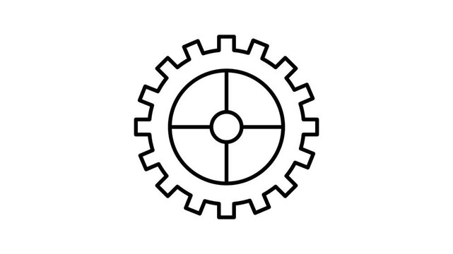 Animated minimal gear line icon with gentle motion for software settings, widgets, and web apps