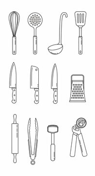 Culinary Symphony: A Line Art Overture of Kitchen Essentials