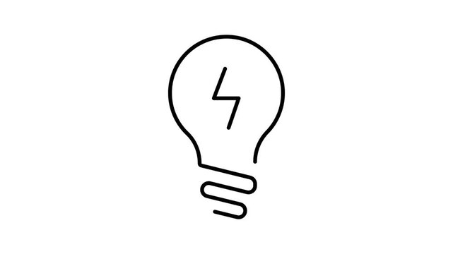 Animated linear light bulb icon for idea, innovation, and creative ui design