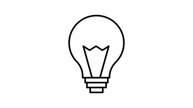 Animated light bulb line art icon for education platforms, web banners, and ui elements