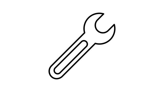 Animated wrench line art icon with subtle bounce for tool collections, hardware stores, and web graphics