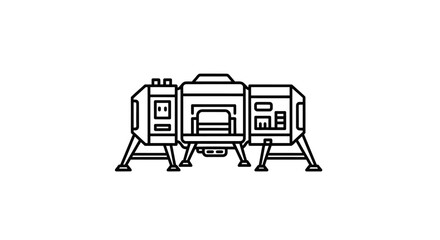 Futuristic Space Lander Outline Icon, Sci-Fi Exploration Vehicle © Puput