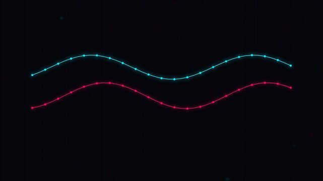 Abstract financial data waves oscillating on dark background for stock market reporting