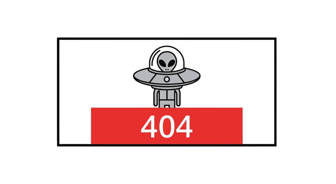 Alien in UFO with 404 Error Message - Lost in Space Concept