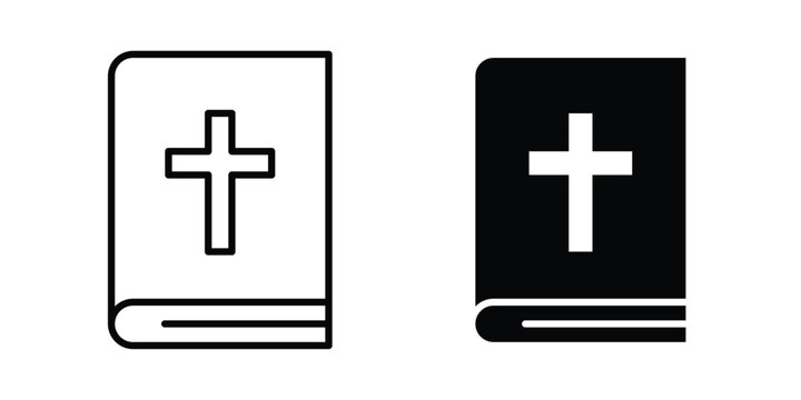Bible icon outlined. Black clipart icons set