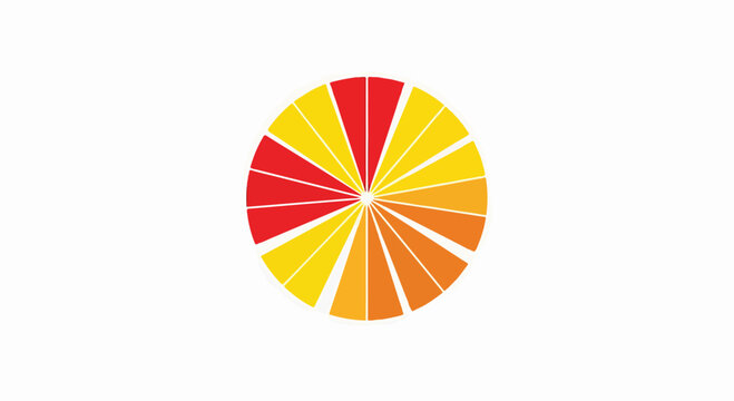 A colorful pie chart with red, yellow, and orange sections