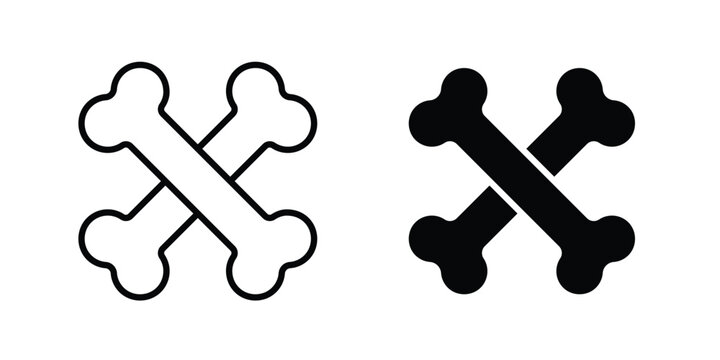 Bones icon outlined. Black clipart icons set