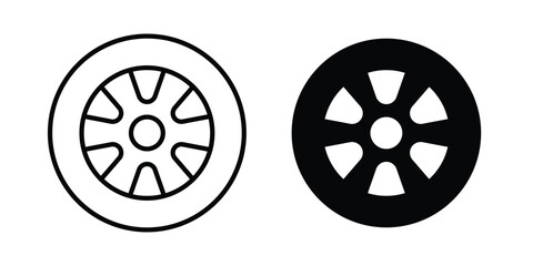 Car wheel icon outlined. Black clipart icons set © Surya