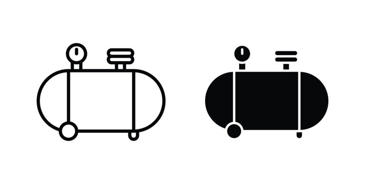 Compressor icon outlined. Black clipart icons set