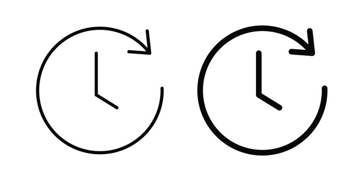 Duration icon outlined. Black clipart icons set