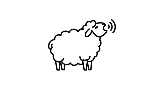 Cute Sheep Icon Making Sound, Animal Sound Graphic, Vector Illustration